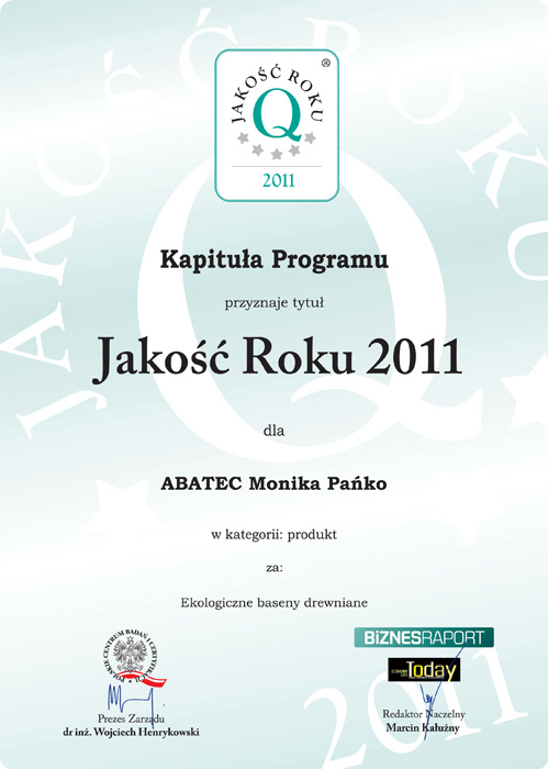 abatec certyfikat jakość roku 2011